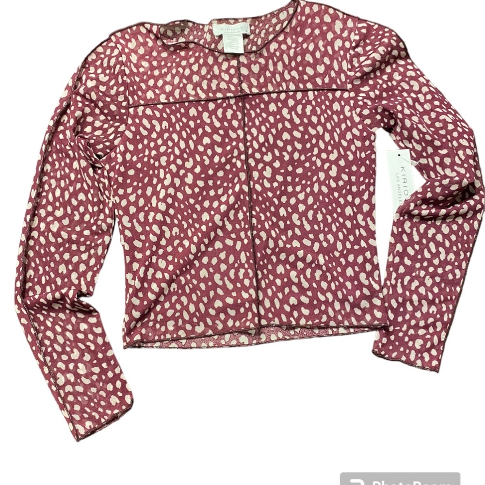 Sheer Animal Print Long Sleeve Lined Blouse Size XS- Kirious Los Angeles